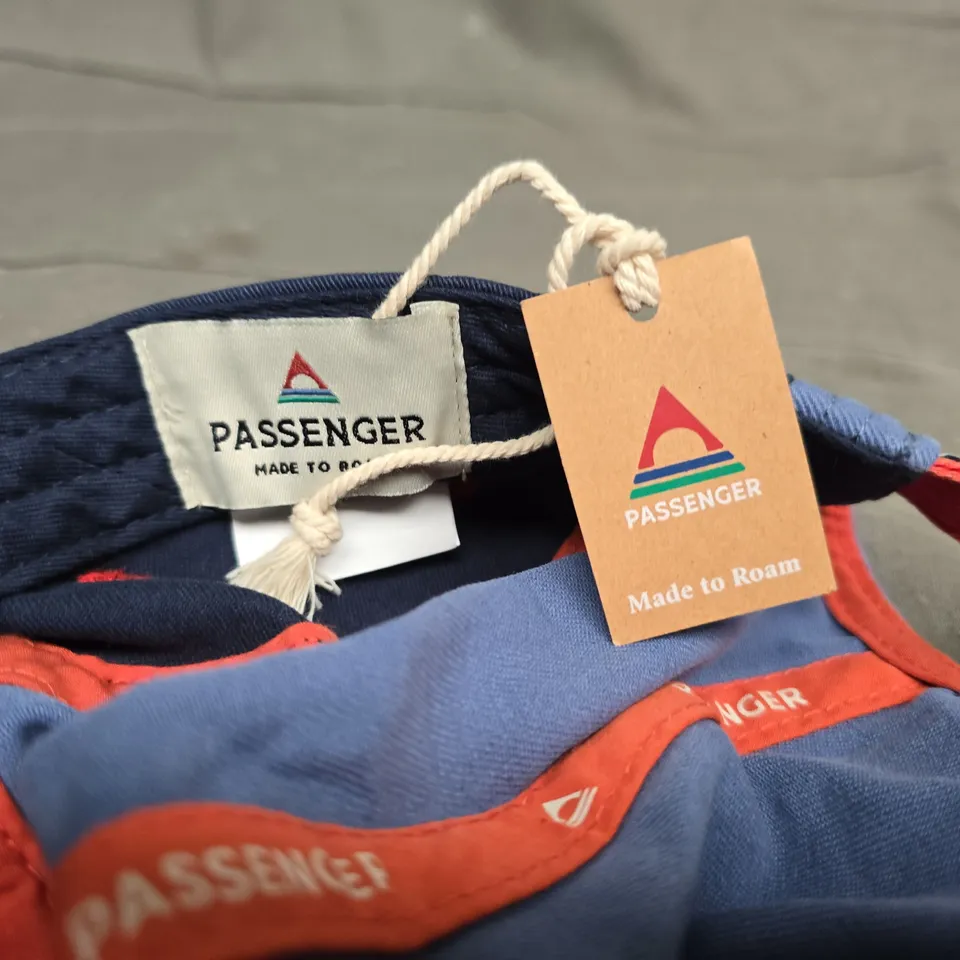 PASSENGER CAP – MADE TO ROAM, COLOUR-BLOCK NAVY, LIGHT BLUE & BEIGE WITH RED BRIM