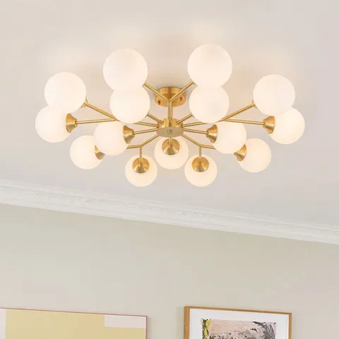 BOXED COBLITZ MID CENTURY MODERN Y SHAPED BRANCH SEMI FLUSH MOUNT