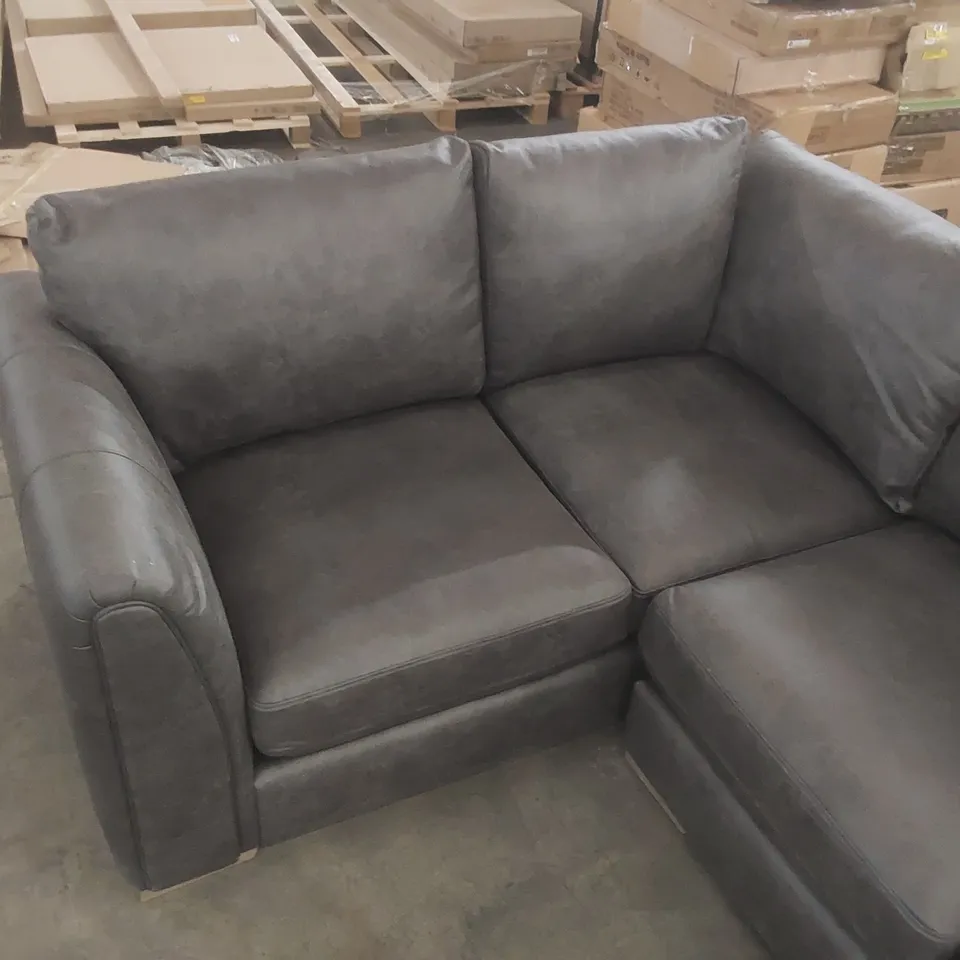 BABLU 4 SEATER FAUX LEATHER CORNER SOFA UPHOLSTERY COLOUR: CHARCOAL ORIENTATION: LEFT HAND FACING