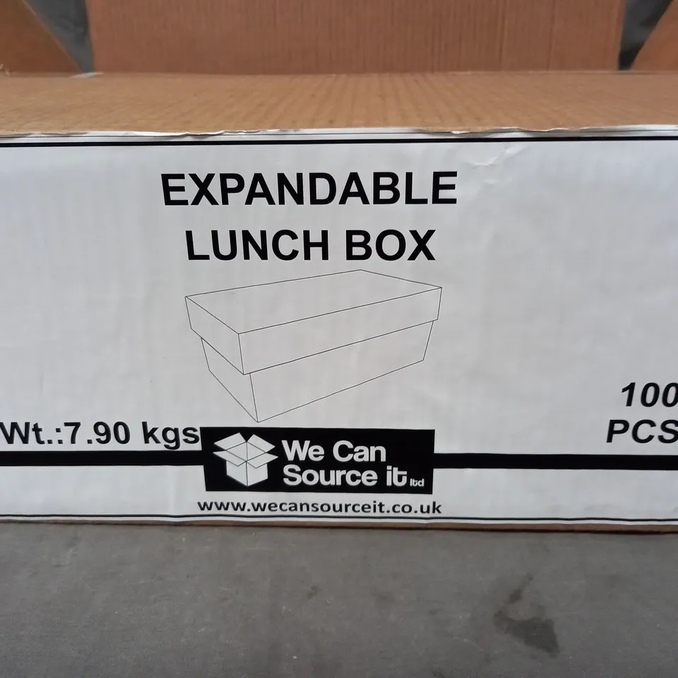 BOX OF APPROXIMATELY 100 CARDBOARD EXPANDABLE LUNCHBOXES