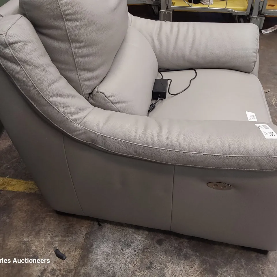 QUALITY ITALIAN DESIGNER DEGANO POWER RECLINING EASY CHAIR GREY LEATHER 