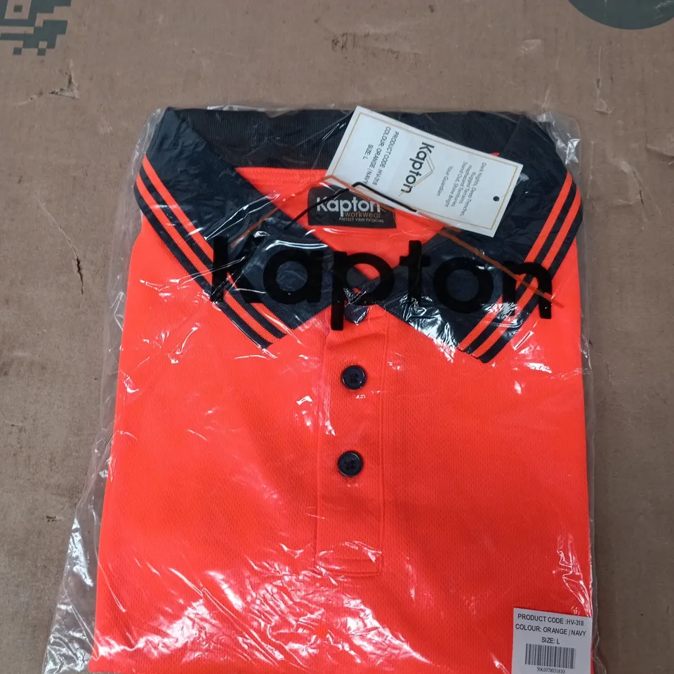 KAPTON HV-318 HIGH-VISIBILITY POLO SHIRT – ORANGE/NAVY – SIZE L