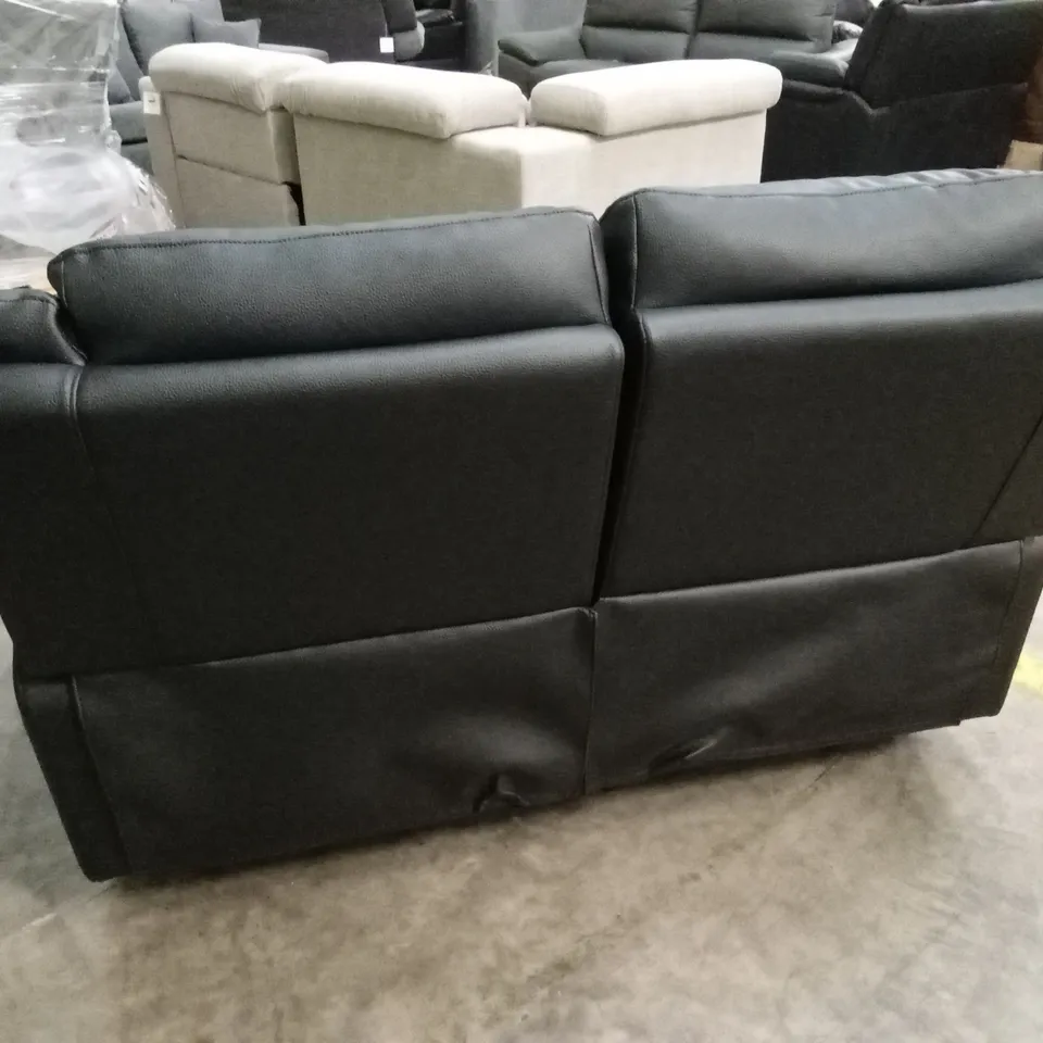 ALBION LUXURY FAUX LEATHER 2 SEATER HIGH BACK MANUAL RECLINER SOFA - BLACK RRP £549