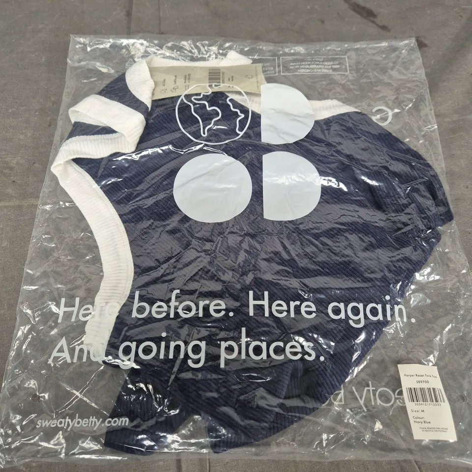 SWEATY BETTY HARPER RACER TANK TOP – NAVY BLUE, SIZE M (SB9700)
