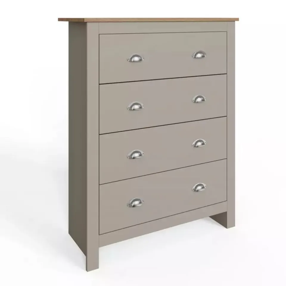 BOXED GFW LANCASTER 4 DRAWER CHEST - GREY (1 BOX)