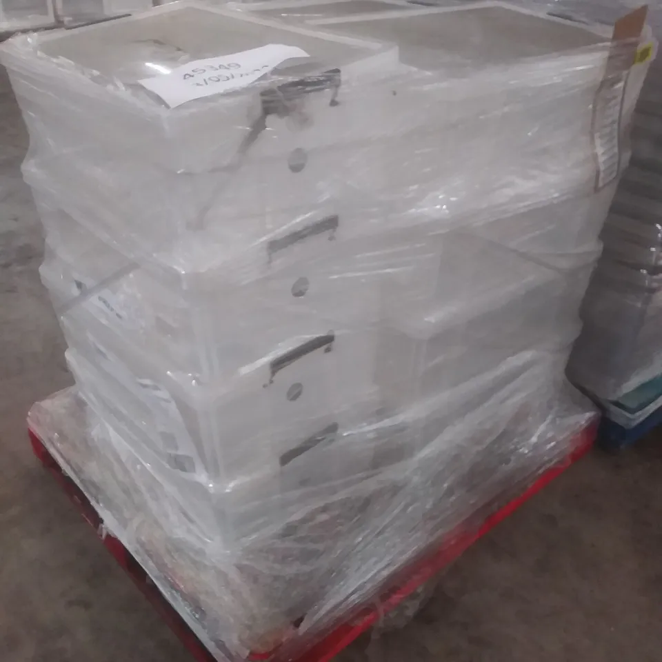 PALLET OF 51L STRONG STACKABLE PLASTIC STORAGE CONTAINERS 