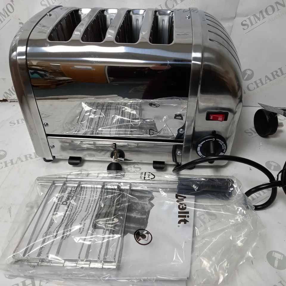 BOXED DUALIT 4 SLOT VARIO CLASSIC TOASTER WITH TWO SANDWICH CAGES