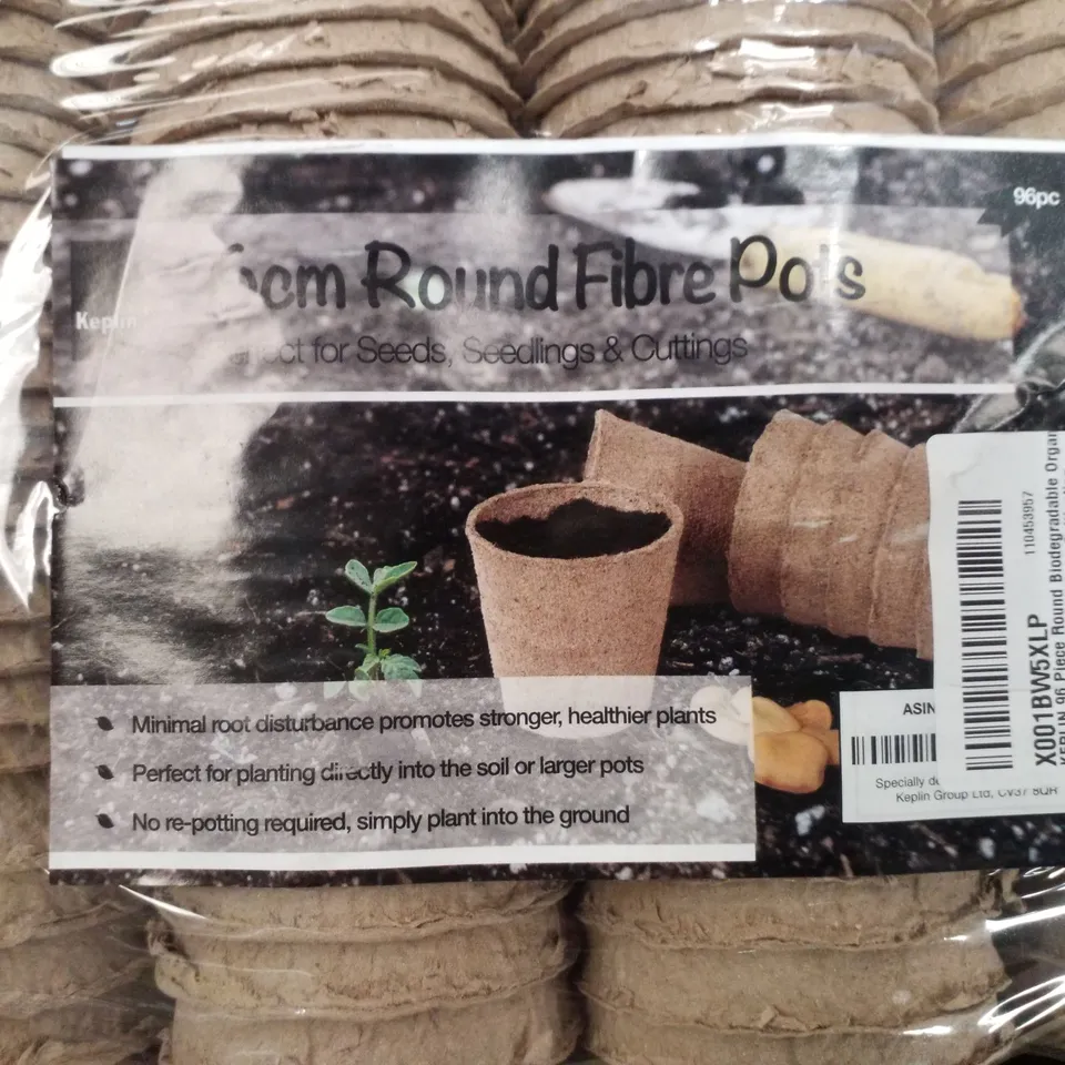 BOX CONTAINING APPROX 1152 KEPLIN 6CM ROUND FIBRE POTS