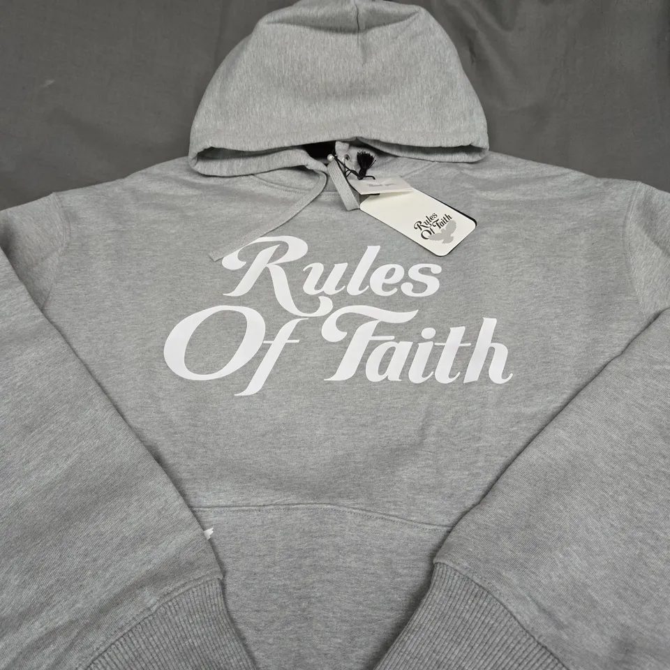 RULES OF FAITH GREY HOODY SIZE UNSPECIFIED