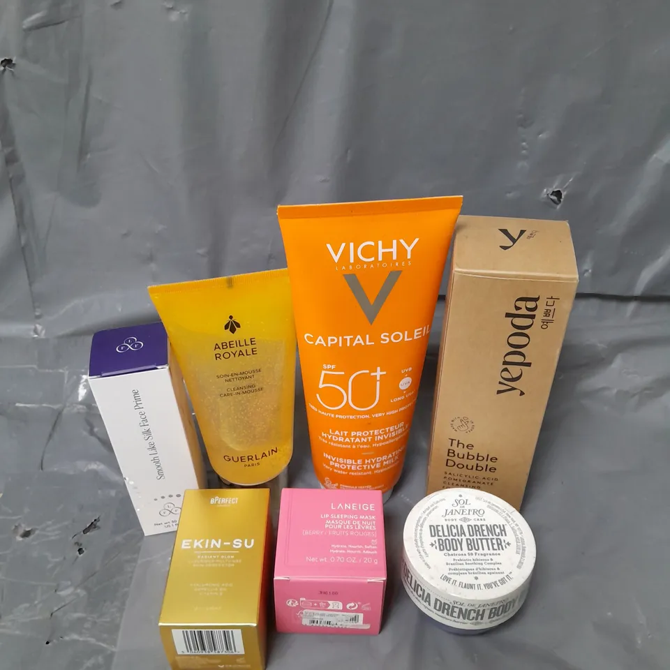 LOT OF 7 SKIN CARE PRODUCTS TO INCLUDE SOL DE JANEIRO, LANEIGE AND VICHY