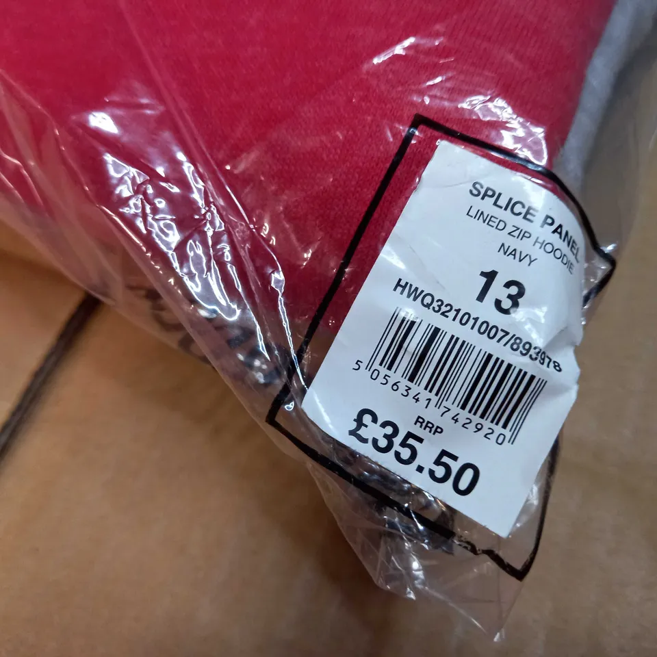 PACKAGED SALTROCK NAVY/RED MARL LINED ZIPPED HOODIE - AGE 13YRS