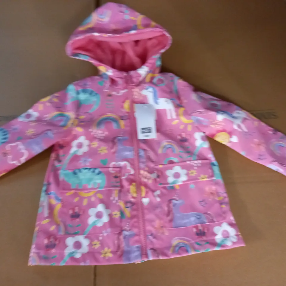 F&F KIDS PINK UNICORN COAT - 2/3 YEARS