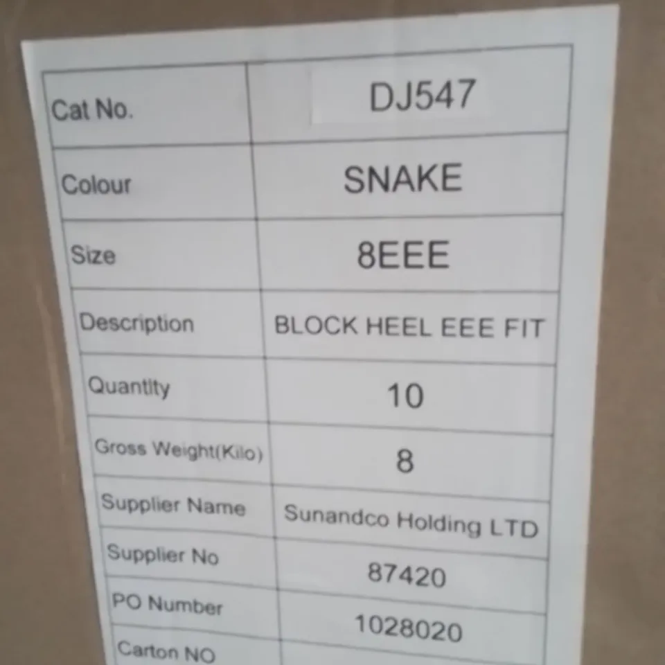 BOXED BRAND NEW APPROXIMATELY 10 JD WILLIAMS BLOCK HEEL FIT SNAKE PRINT SIZE 8EEE