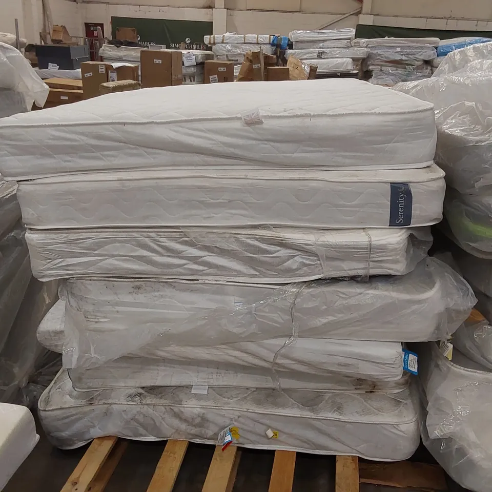 PALLET OF 7 UNBAGGED MATTRESSES - ASSORTED SIZES, BRANDS, CONDITIONS 