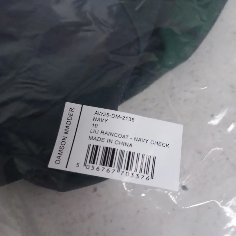 BAGGED DAMSON MADDER LIU RAINCOAT – NAVY CHECK, UK 10
