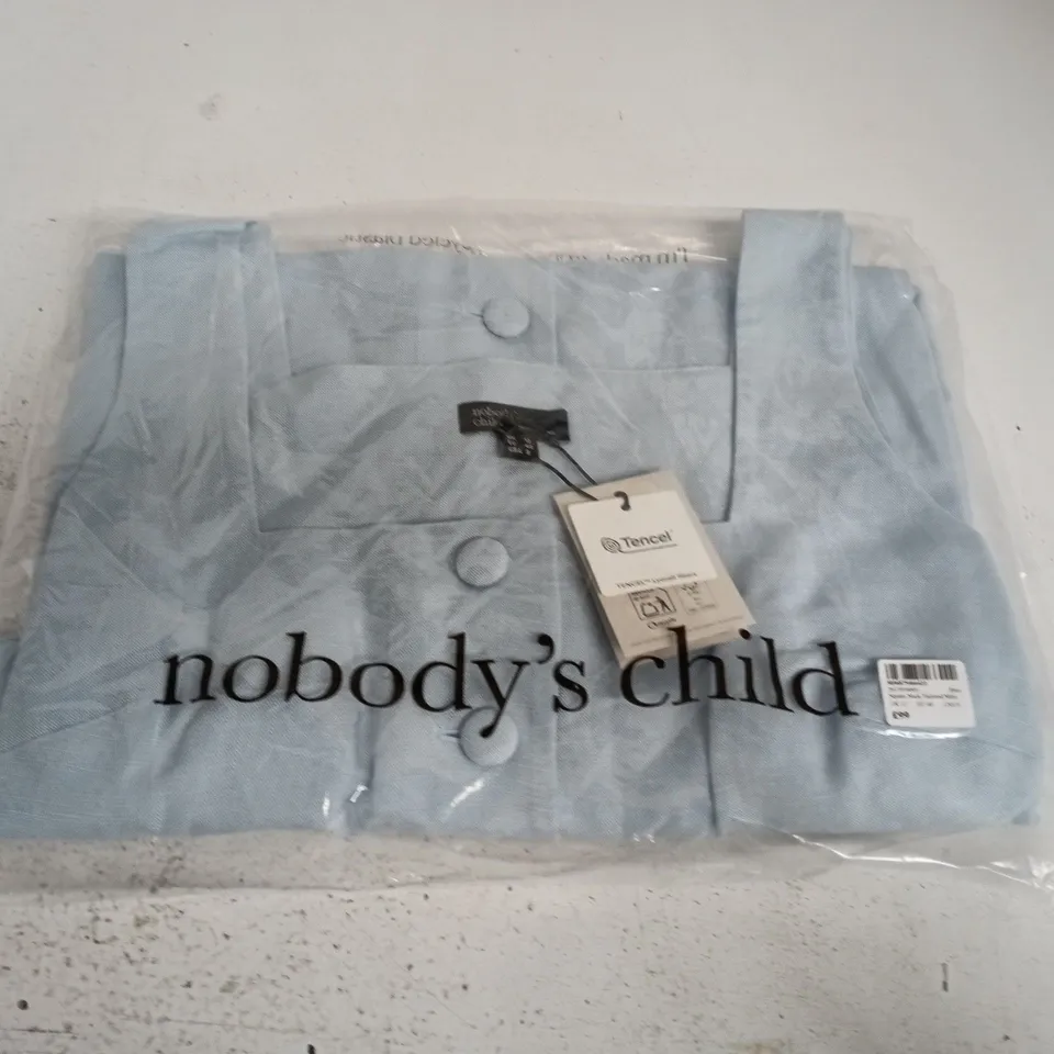 BAGGED NOBODYS CHILD SQUARE NECK TAILORED MINI IN BLUE - UK 12