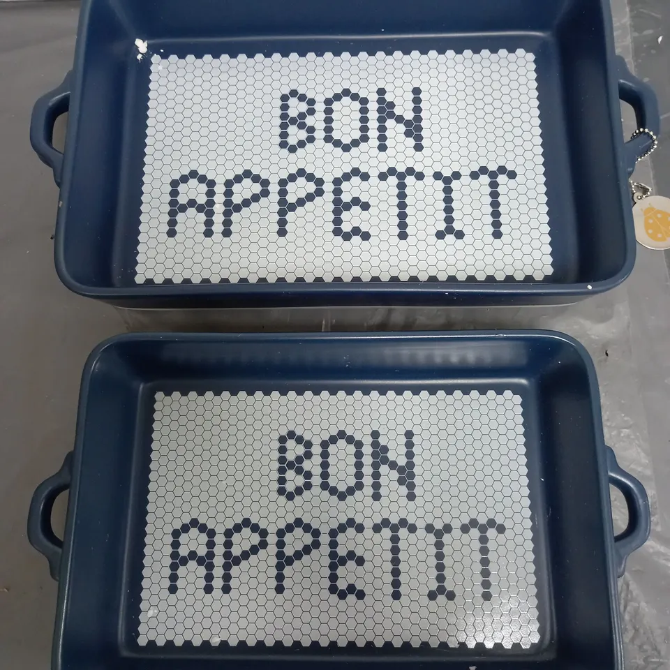 BOXED BUNDLEBERRY BY AMANDA HOLDEN SET OF 2 BON APPETIT RECTANGLE BAKING DISHES - COLLECTION ONLY