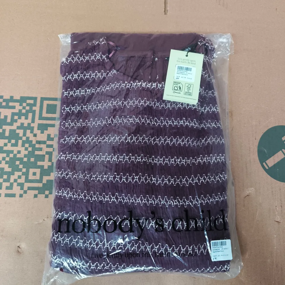 BAGGED NOBODY'S CHILD INGRID MIDI DRESS IN PURPLE SIZE UK 8