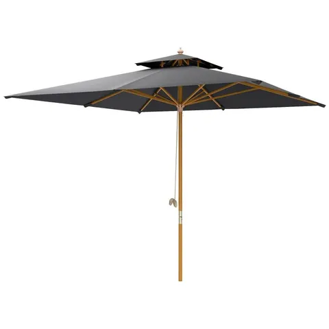 BOXED OUTSUNNY 3M SQUARE CANOPY PARASOL - BLACK (1 BOX)