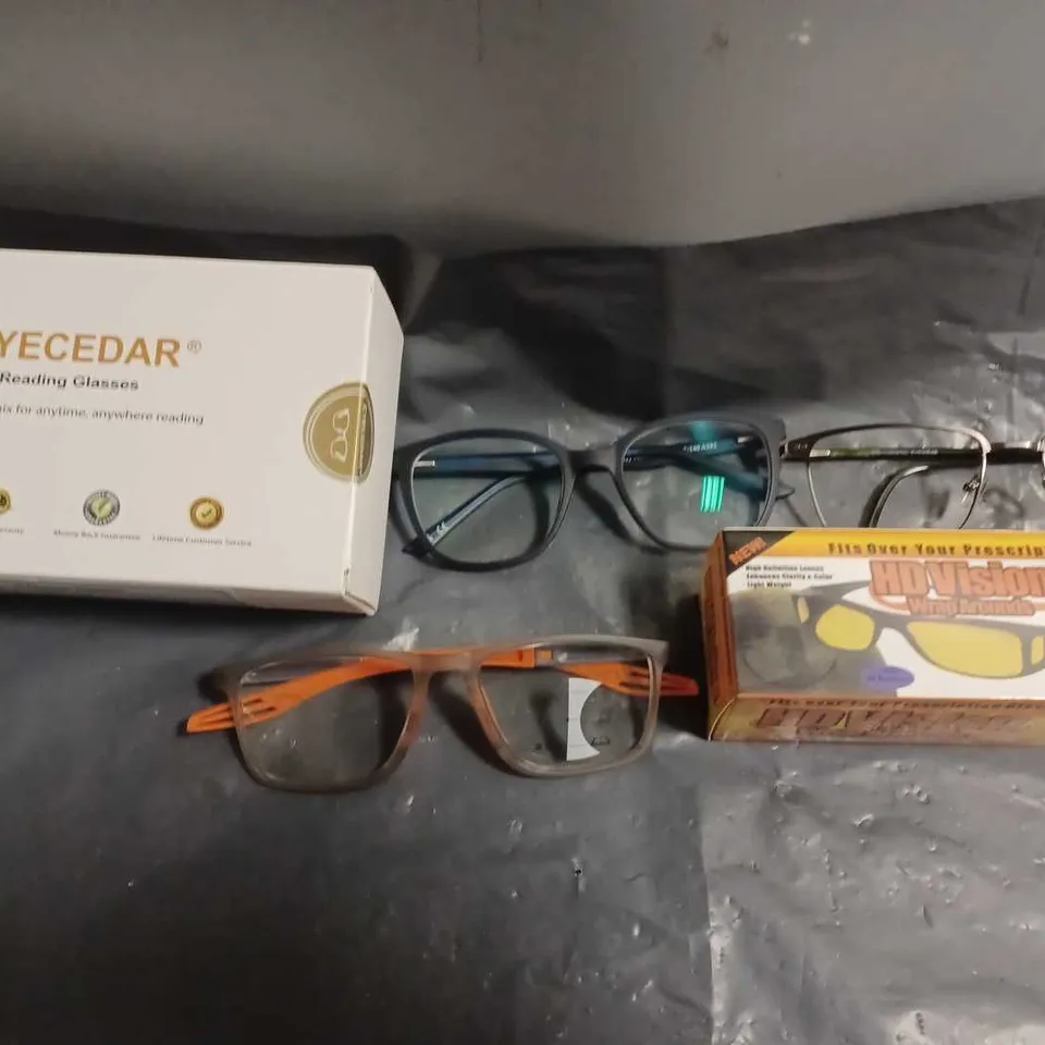 APPROXIMATELY 12 ASSORTED VISION CARE ITEMS TO INCLUDE - SUN GLASSES , EYEWEAR GLASSES , HD GLASSES