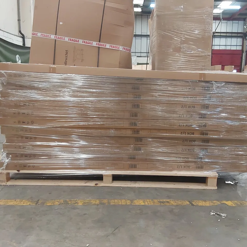 PALLET CONTAINING APPROXIMATELY 11x BOXED TABLE TOPS - NO BASES INCLUDED ONLY TABLE TOPS