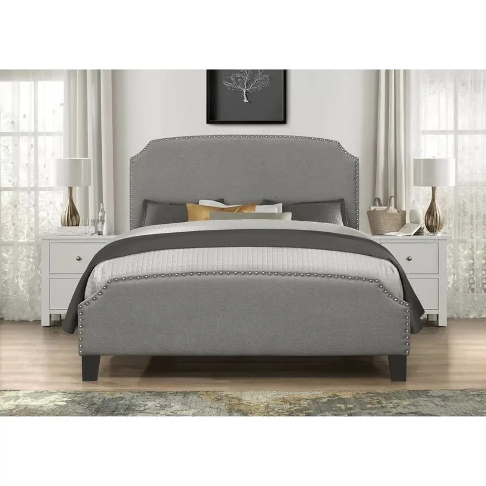 BOXED ABRAHAMSON SUPER KING UPHOLSTERED PLATFORM BED - GREY (1 BOX)