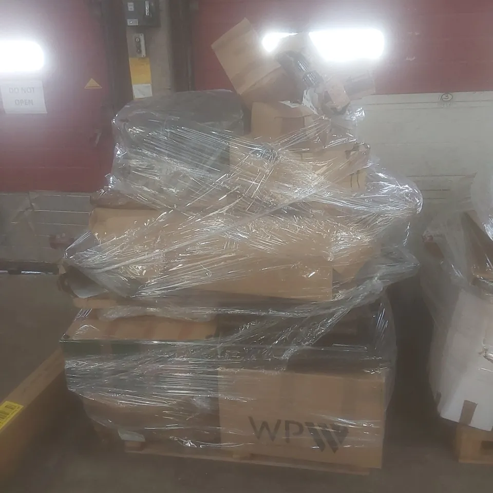 PALLET OF ASSORTED HOUSEHOLD GOODS AND INCOMPLETE FURNITURE PARTS 