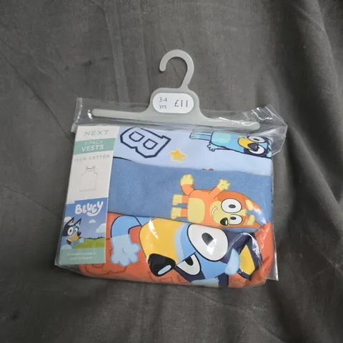 NEXT 3 PACK BLUEY VESTS 3-4 YEARS