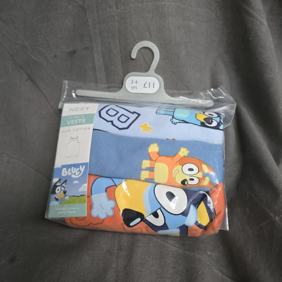 NEXT 3 PACK BLUEY VESTS 3-4 YEARS