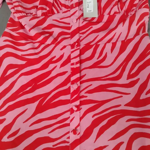 PINK ZEBRA DRESS SIZE 14