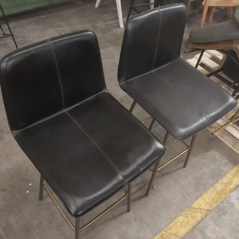 PAIR OF DESIGNER LEATHER BAR STOOLS