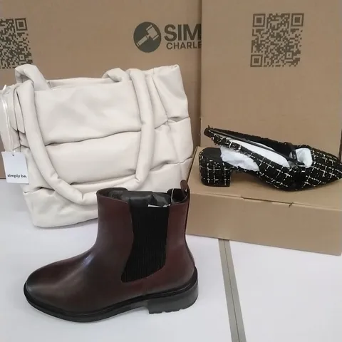 PALLET CONTAINING APPROXIMATELY 110 WOMEN'S DESIGNER CLOTHES WHICH INCLUDE; JD WILLIAMS BOOTS, HEELS, BAGS ETC