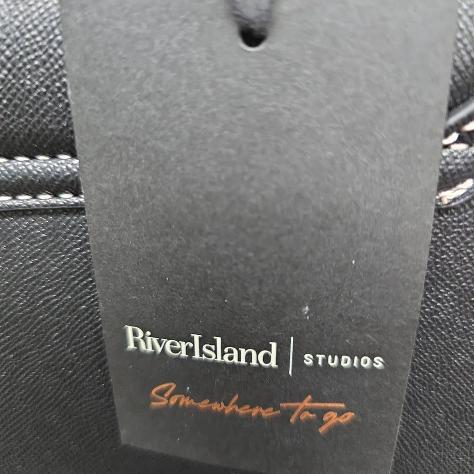 RIVER ISLAND STUDIOS BLACK TEXTURED HANDBAG WITH GOLD HARDWARE