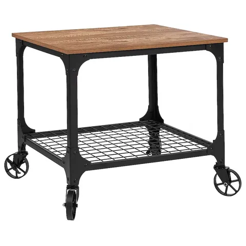 BOXED FLASH FURNITURE BROWN METAL BASE WITH WOOD LAMINATE TOP KITCHEN CART