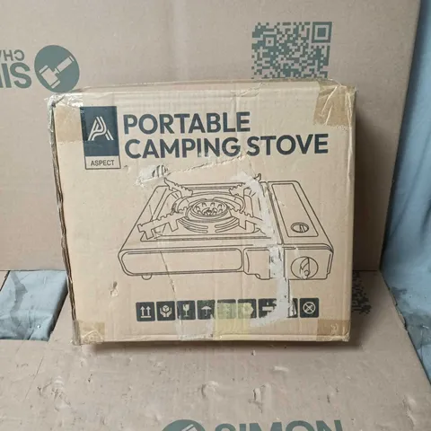 ASPECT PORTABLE CAMPING STOVE BOXED, IN BLACK CARRY CASE.
