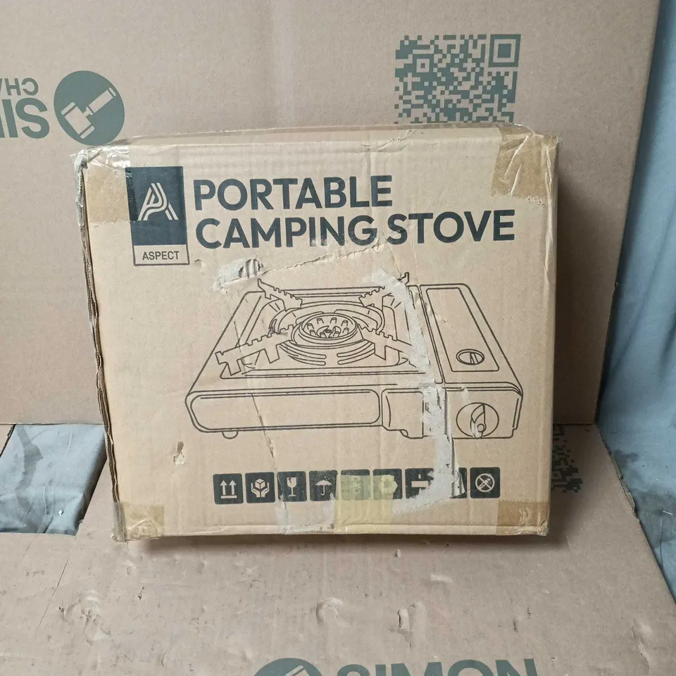 ASPECT PORTABLE CAMPING STOVE BOXED, IN BLACK CARRY CASE.