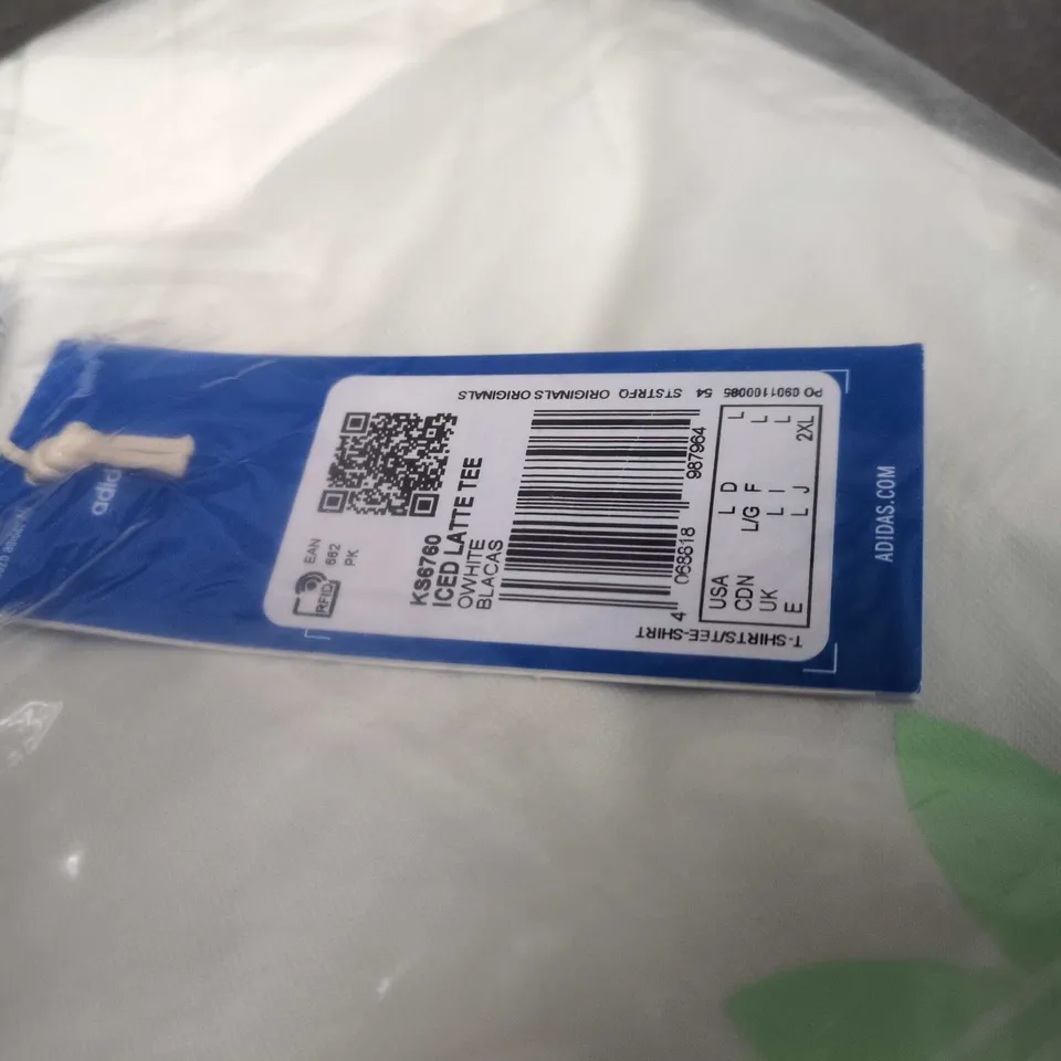BAGGED ADIDAS WHITE ICED LATTE TEE – (LARGE)