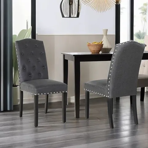 BOXED 50.8CM H TUFTED UPHOLSTERED DINING CHAIRS (SET OF 2)
