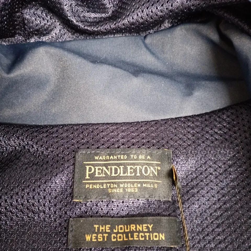 PENDLETON WEATHER JACKET – NAVY, THE JOURNEY WEST COLLECTION, UK SIZE L