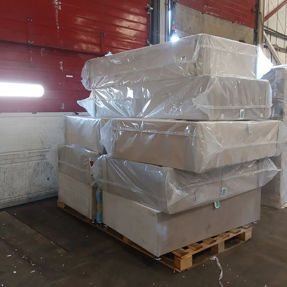 PALLET CONTAINING 8x ASSORTED DIVAN BASE PARTS AND 1x HEADBOARD 