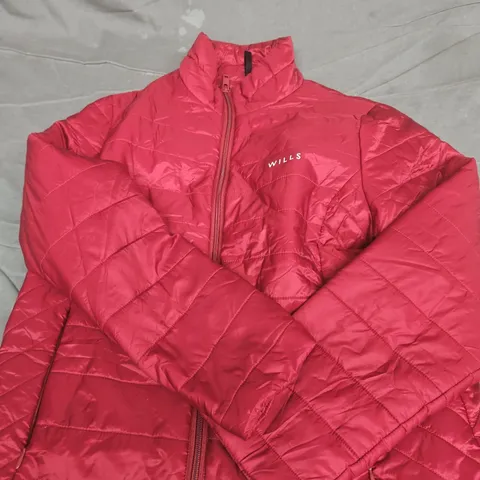 JACK WILLS QUILTED PUFFER JACKET - RED - UK 12
