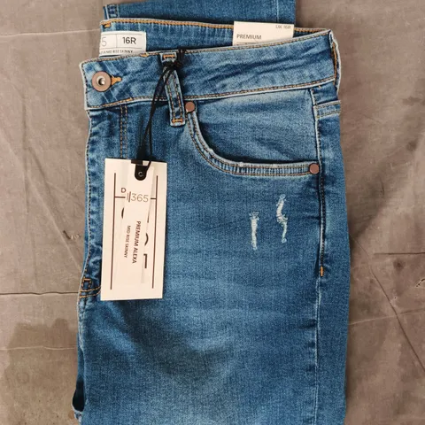 DENIM 365 PREMIUM MID-RISE SKINNY JEANS IN BLUE SIZE 16R