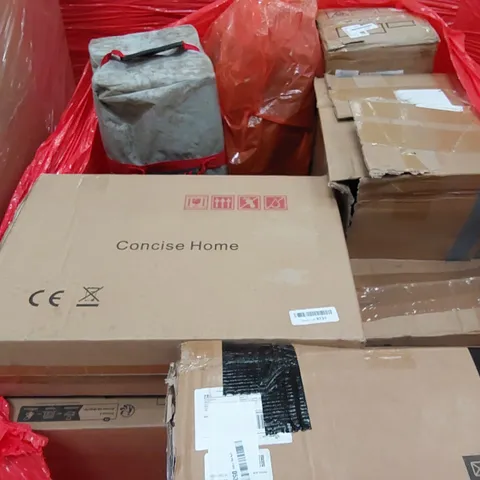 PALLET OF ASSORTED ITEMS INCLUDING: ELECTRICALS, FURNITURE AND PET EQUIPMENT