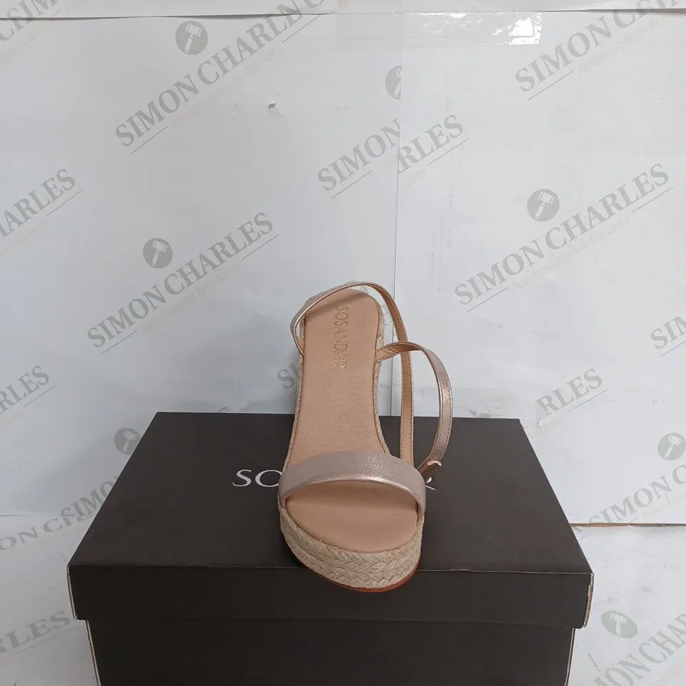 SOSANDAR LEATHER TWO PART HIGH WEDGE ESPADRILLE 