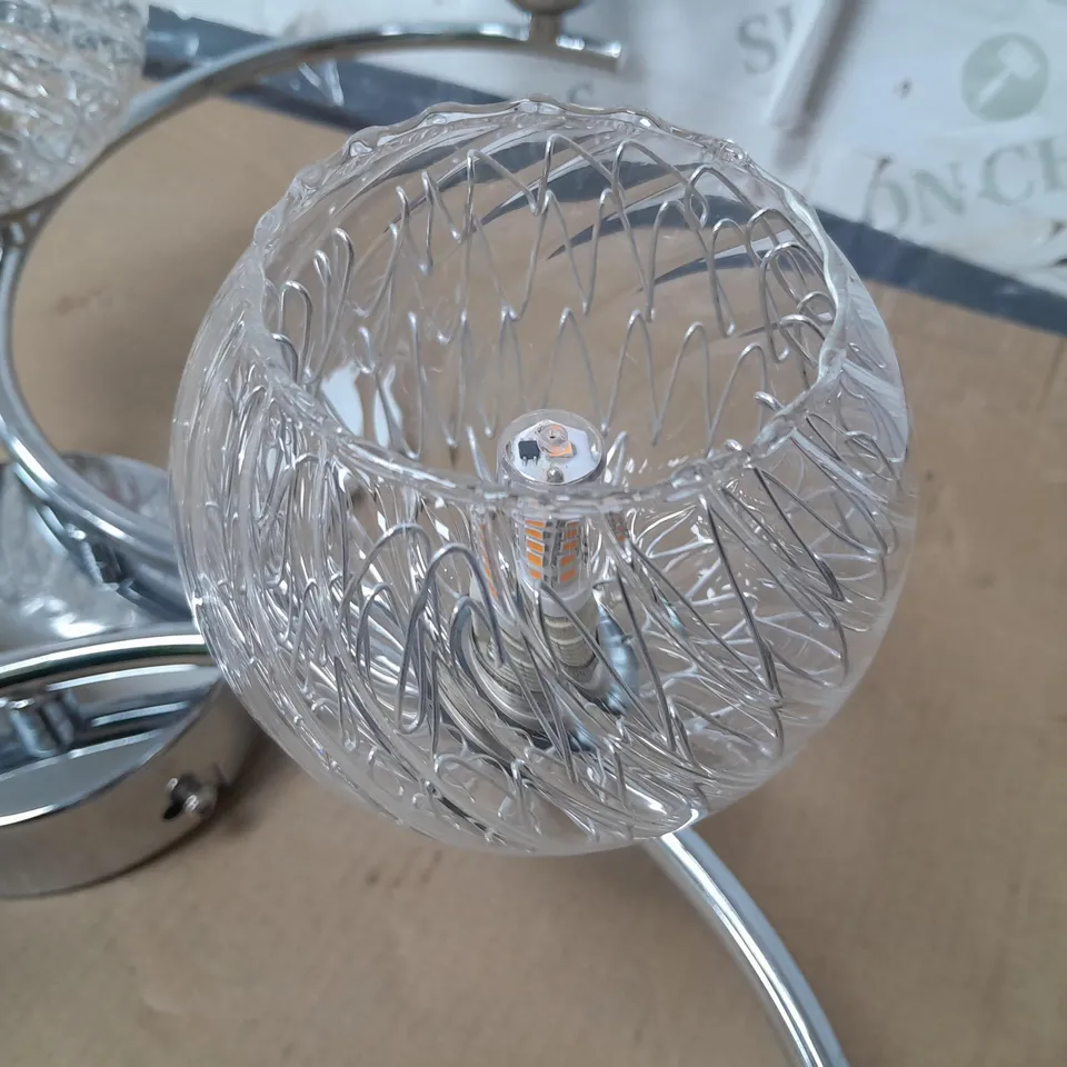 CHROME AND GLASS 6-LAMP CEILING LIGHT