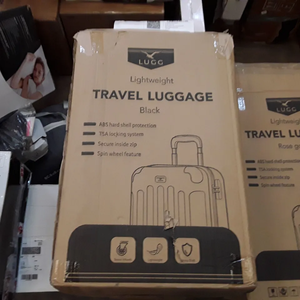 BOXED LUGG JET LIGHT WEIGHT TRAVEL LUGGAGE SUITCASE- BLACK