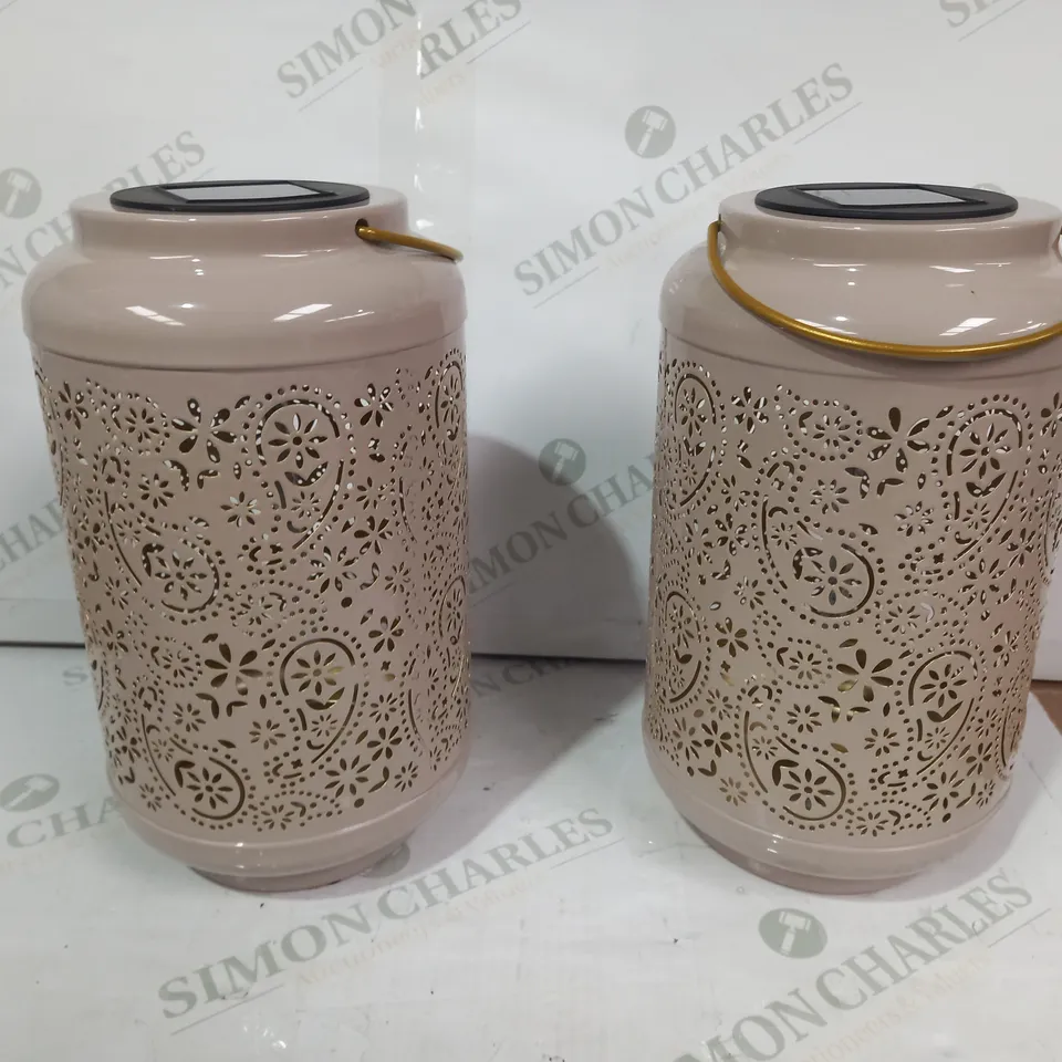 GARDEN REFLECTIONS SET OF 2 PATTERNED SOLAR LANTERNS