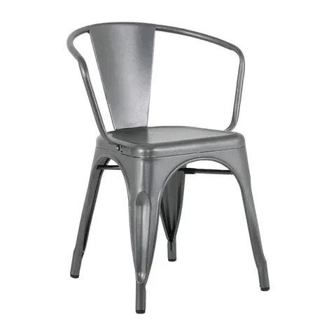 BOXED BOLERO BISTRO CURVE ARMCHAIRS GUNMETAL (4 PACK) (1 BOX) 