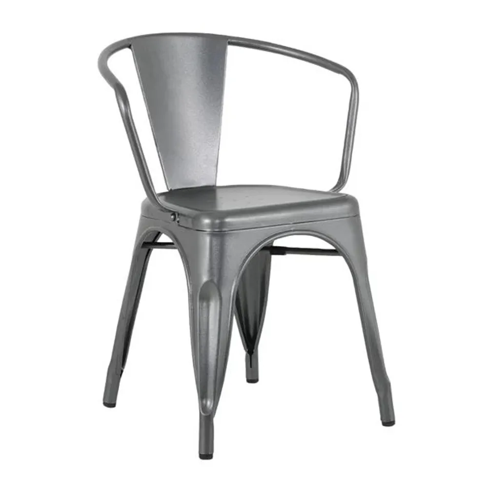 BOXED BOLERO BISTRO CURVE ARMCHAIRS GUNMETAL (4 PACK) (1 BOX)