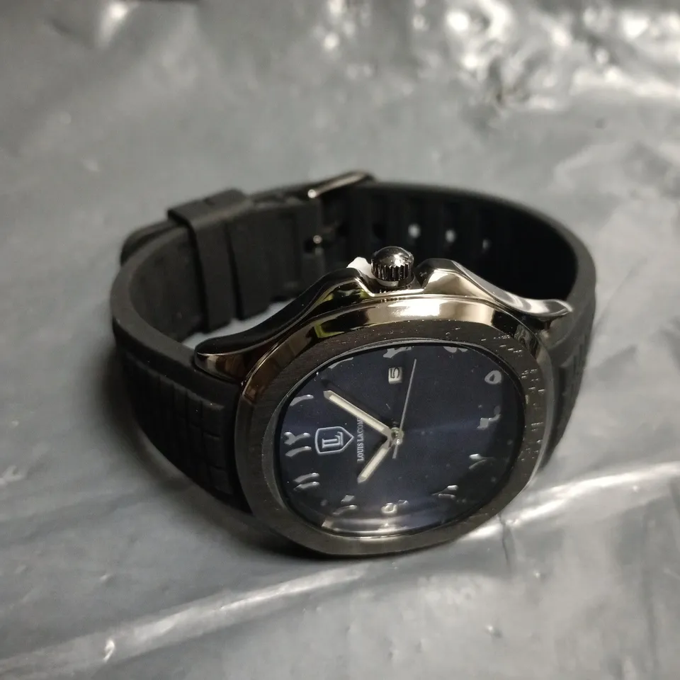 LOUIS LACOMBE NAVY DIAL RUBBER STRAP WATCH